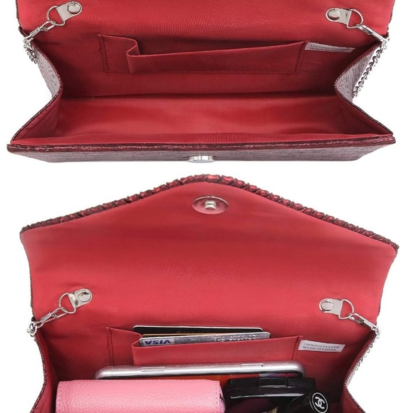 Glamorous Red/Burgundy Rhinestone Clutch Wristlet - Picture 5 of 6